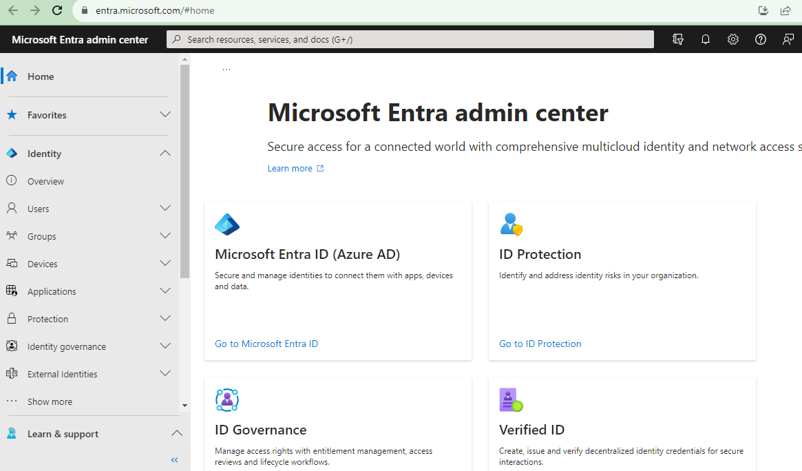 Microsoft Entra admin center